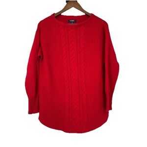 Chaps Cable Knit Red Holiday Sweater Clean‎ Girl Minimalist Old Money Cozy Party